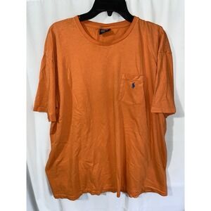 Vintage Polo by Ralph Lauren Orange Pocket Single Stitch Cotton‎ T Shirt Mens XL